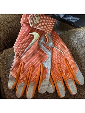 Nike Huarache Elite Batting Gloves Orange Gray Size L NWT
